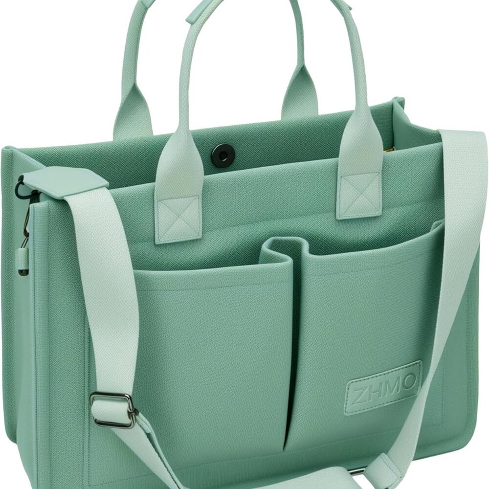 Tote Bag for Women With Compartments,Large Canvas Tote Women's Purse Crossbody B